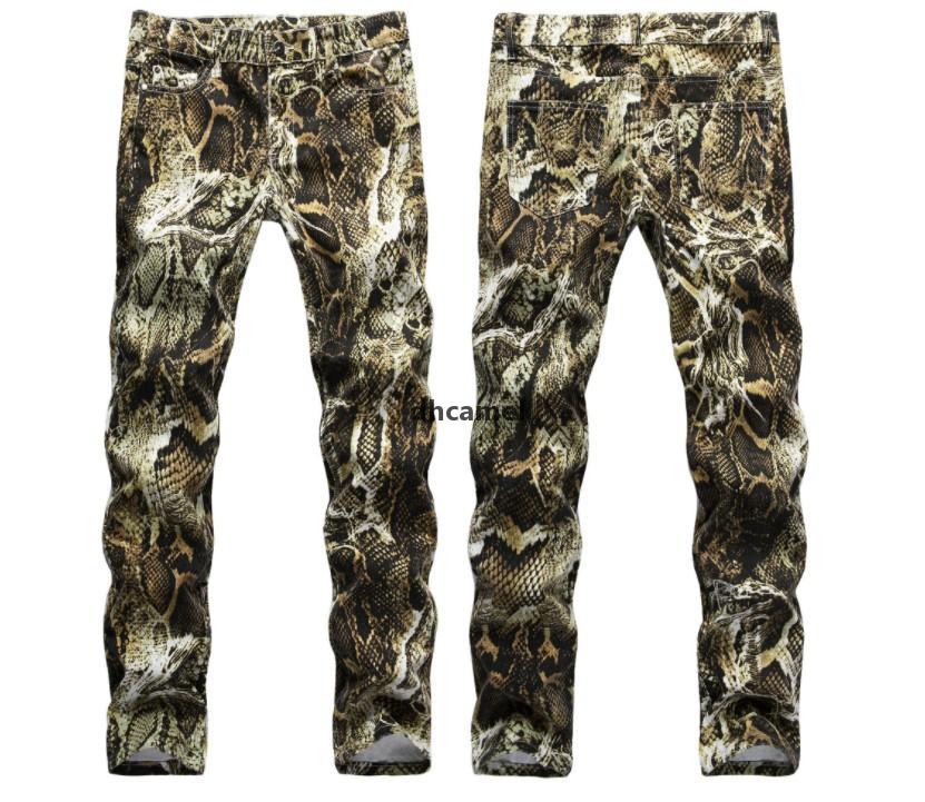 

Mens Snake Skin Print Camoflague Original Slim Hip Hop Rock Jeans Pants Men Skinny Jeans Streetwear n, Colour 1
