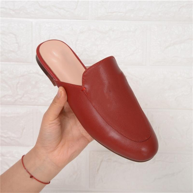 

Brand Style Female Mules Genuine Leather Slippers Designer Shoes Lazy Loafers, White leather