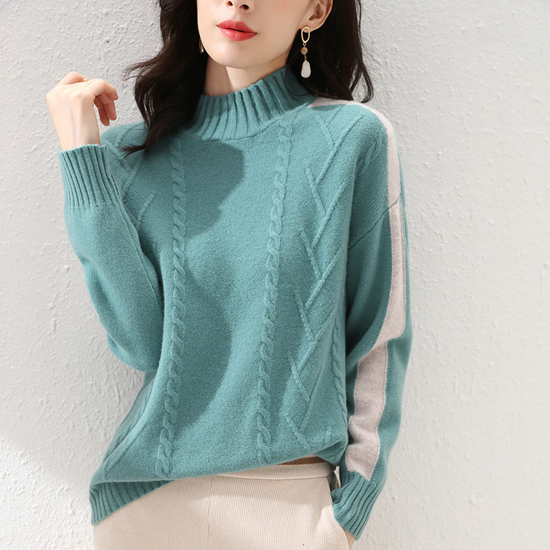 

Women's Sweaters Autumn and winter 100% pure semi-tall ladies around the neck of wool thin female sweater big size thick 6RSU, 1# shoe box