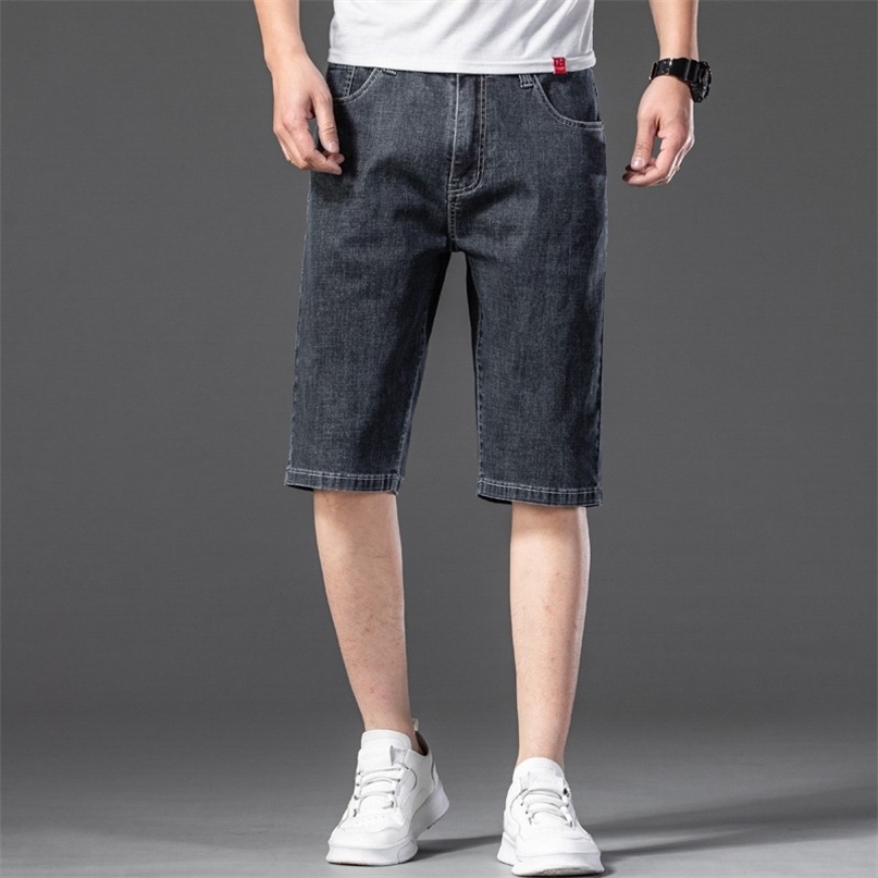 

Mens Summer Stretch Lightweight Blue Denim Jeans Short for Men Jean Shorts Pants Plus Size Large 42 44 211108, Black
