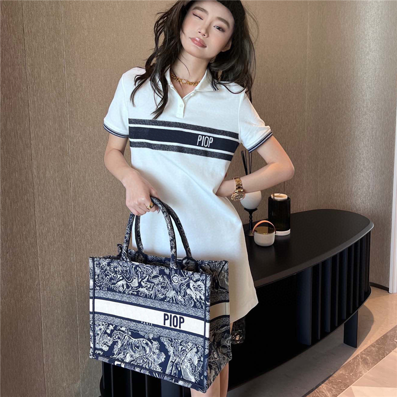 

Jacquard Letter Womens Polo Shirts Dresses Summer Short Sleeve Casual Skirts Charm Lady Dress Clothing, Red