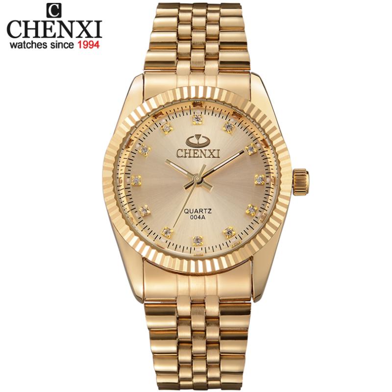 

Wristwatches Top Chenxi Watch Men Gold Watches Mens Stainless Steel Analog Quartz Wristwatch Man Horloge Mannen, 166004a goldenblack