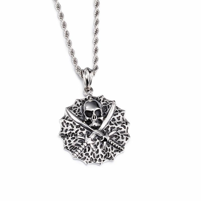 

Pendant Necklaces Fashion Cool Viking Skull Necklace For Men Exquisite Jewelry Stainless Steel Pirate Skeleton Long Chain