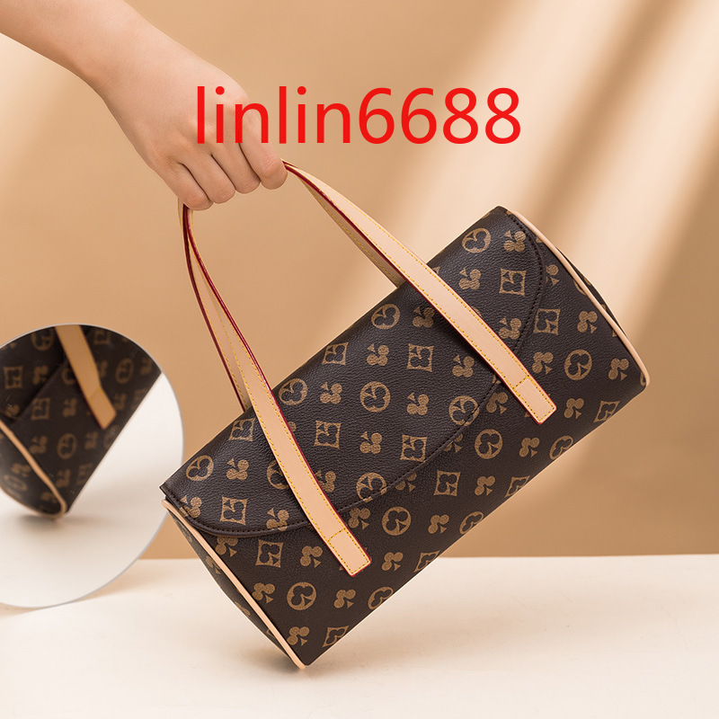 

Famous brand bag with logo New Vintage printing celebrity French stick armpit bag handbag women's Dinner Bags wallets purse high quality, Brown flower