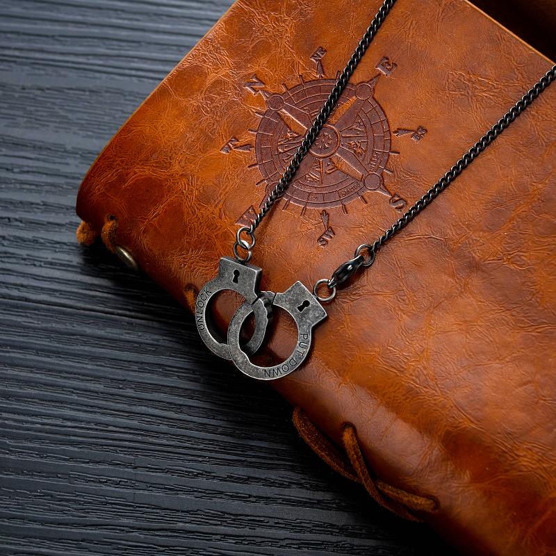 

Pendant Necklaces Antique Silver Handcuff Necklace In Stainless Steel Novelty Prison Jewelry