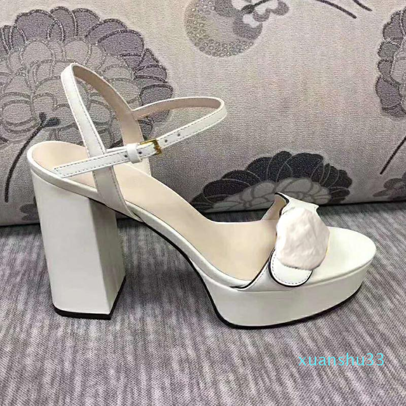 

Summer sandals women's thick bottom lace up high heels leather fashion women's shoes metal buckle designer red shoes women's wedding shoes66, Extra shoebox