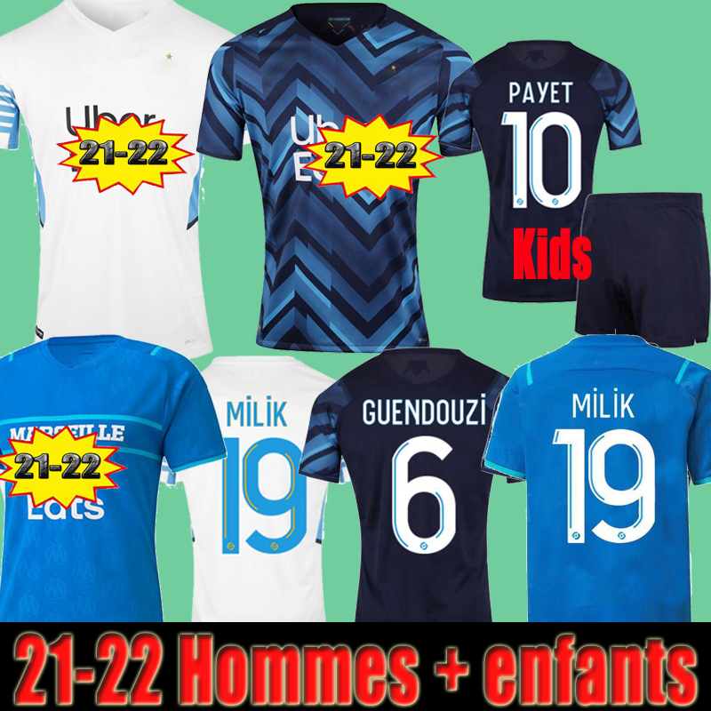 

Marseille soccer jersey Olympique De 21 22 OM 2021 2022 maillot foot CUISANCE GUENDOUZI BENEDETTO KAMARA PAYET football shirts Hommes enfants men + kids kit, Kids home