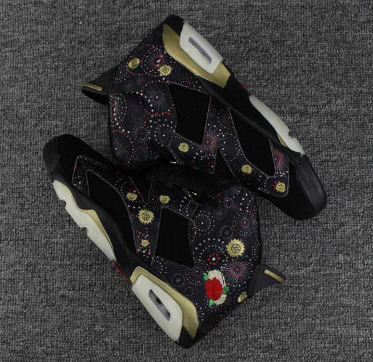 

Shoes High 6 6s Chinese Year Basketball Men 6s CNY Peony Fireworks Embroidery Gold Clips, Chinese new year/cny