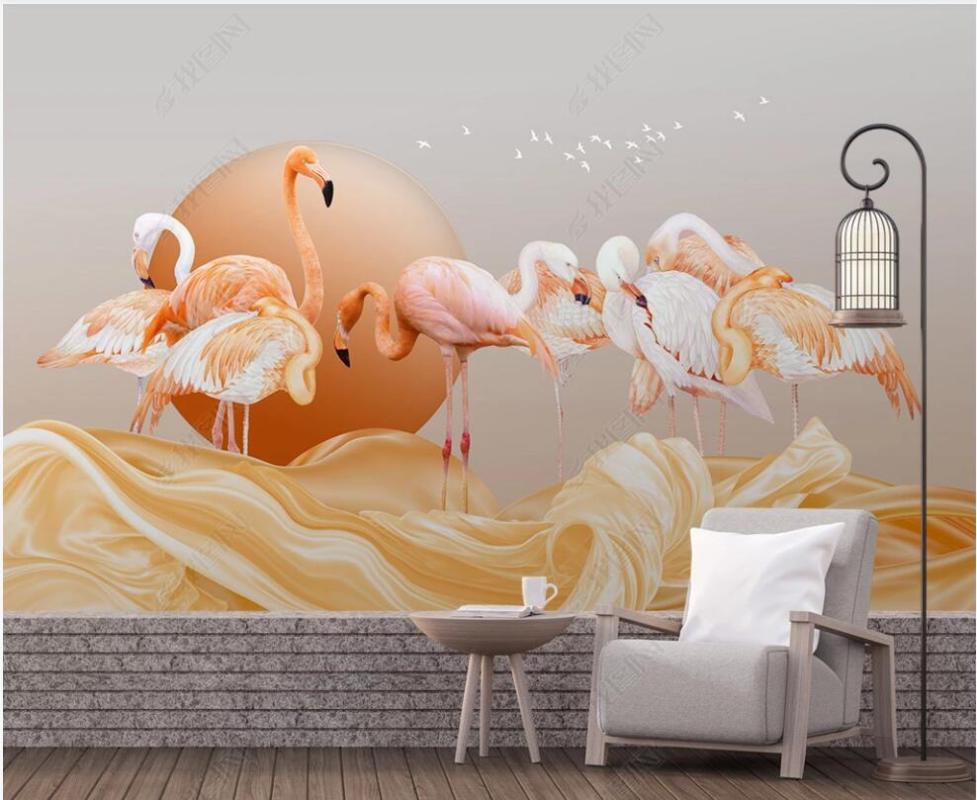 

3d Wallpaper Custom Mural Po Chinese Style Golden Ribbon Landscape Flamingo Decor Wall Murals Paper For Walls 3 D Wallpapers