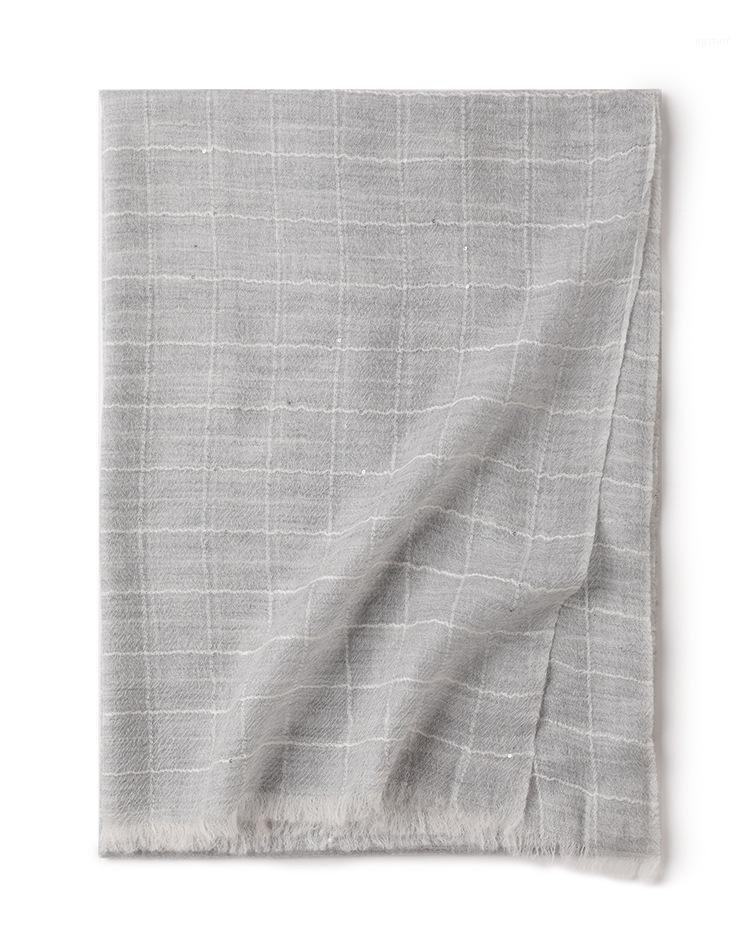 

Scarves 100%goat Cashmere Dark Plaid Mini Beads Women Fashion Scarfs Shawl Pashmina 90x1210cm Retail Wholesale 6color, Blue;gray