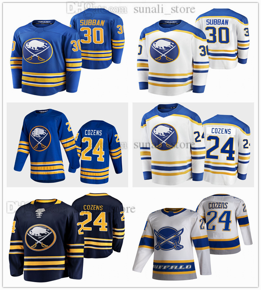 

Stitched Hockey 24 Dylan Cozens Jerseys 30 Malcolm Subban Home Royal Away White 2021 Reverse Retro Embroidery Top Quality Fast Send Men Women Kids