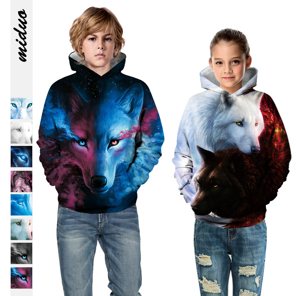 

Wolf Digital Printing Children's Long Sleeve Hooded Pullover, Tz029