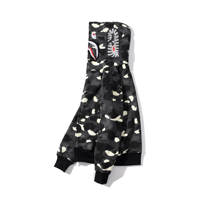 

Mens hoodies Embroidery Teenager Blue Pink Cam MA1 Flight Male Tide Shark Hoodie Men 's Couples Hooded Jackets, Black