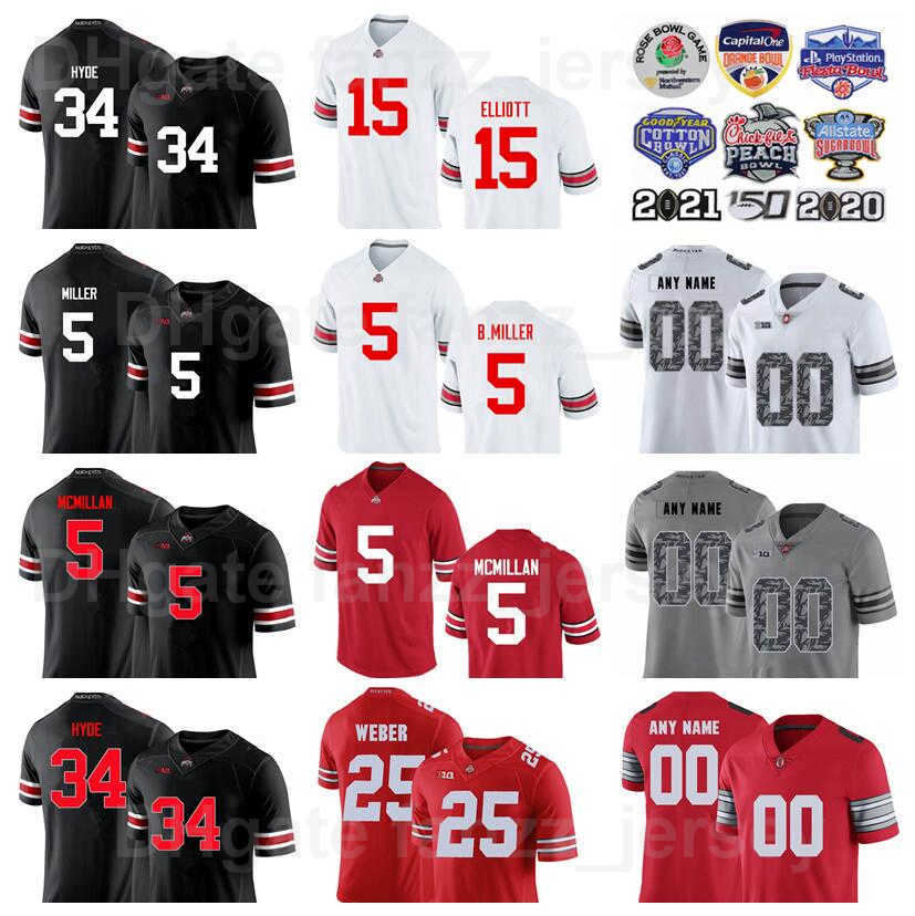 

NCAA Ohio State Buckeyes College 15 Ezekiel Elliott Jersey Football 5 Raekwon McMillan 3 Michael Thomas Braxton Miller 34 Carlos Hyde 17 Jerome Baker Man High/Top, Black