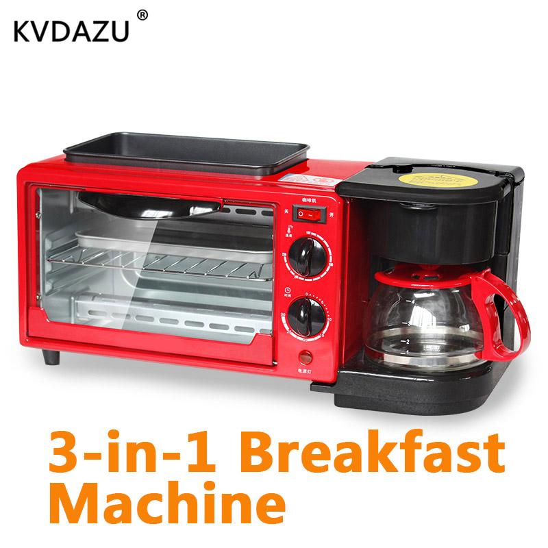 

Multi-functional 3 In1 Breakfast Machine Coffee Pot Teppanyaki Oven Bread Toaster Baking Maker Frying Pan Pizza Cooker Electric Skillets