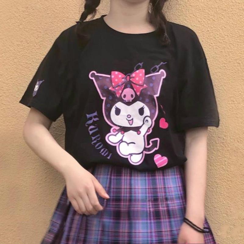 

Women' T-Shirt Cotton Original Black Sweet Lolita Girl Female Student Korean Loose Summer 2021 Kuromied Tees Tshirt Casual Jk Clothes