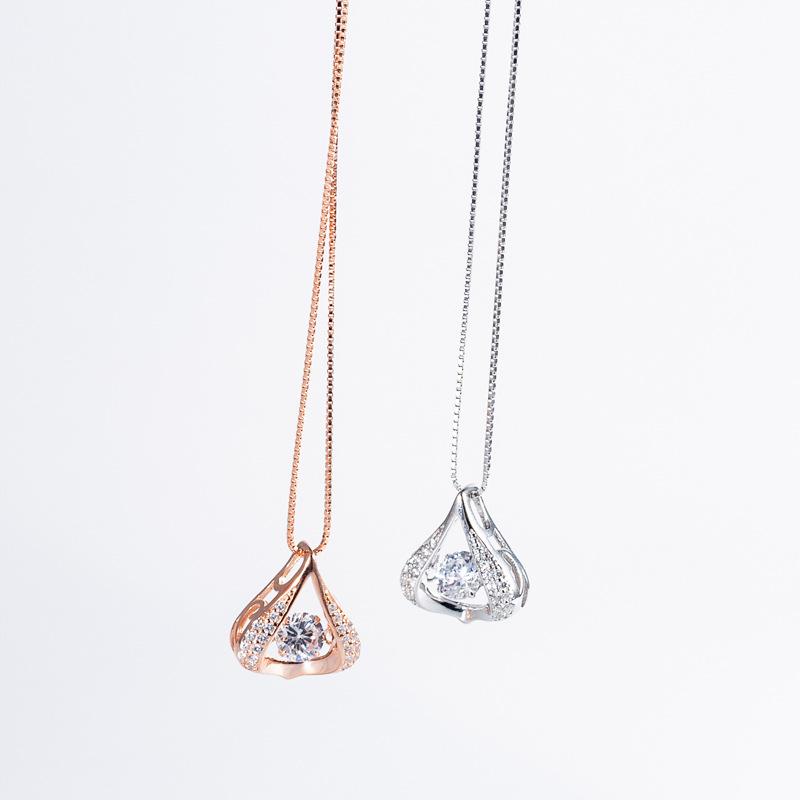 

Sterling Silver Necklace For Woman Beating Heart Water Drop Diamond Clavicle Chain Jewelry Accessory Gift SY0169 Chokers