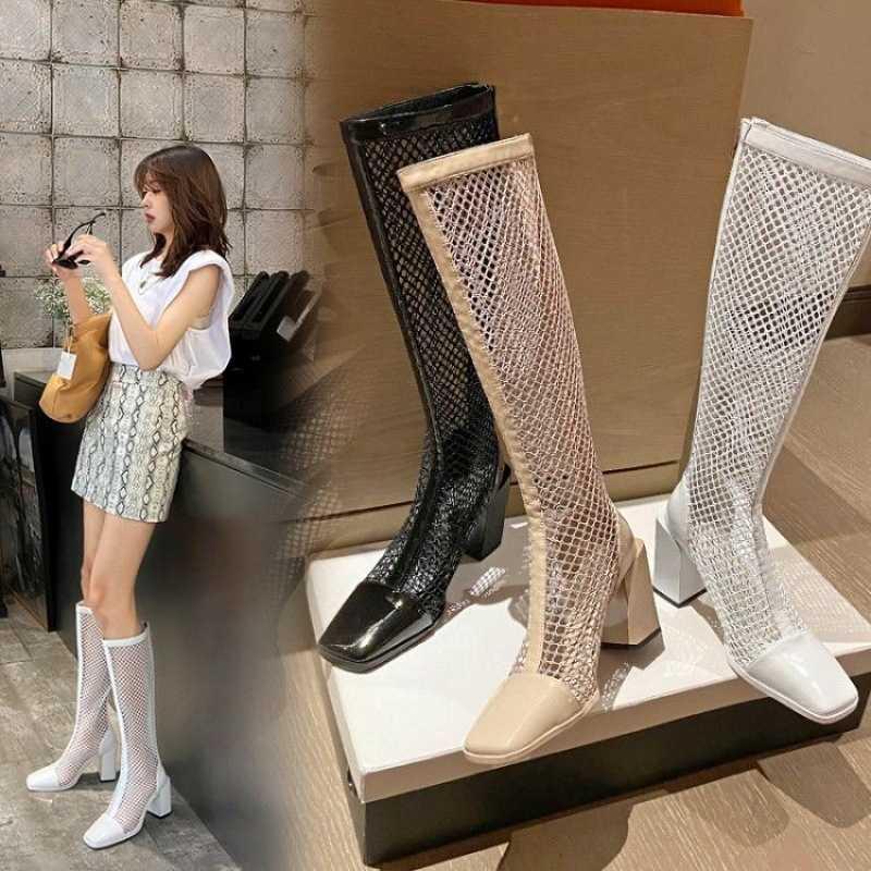 

Boots Size High Heel Mesh Children's Hollow Summer Breathable Small Heels, Black