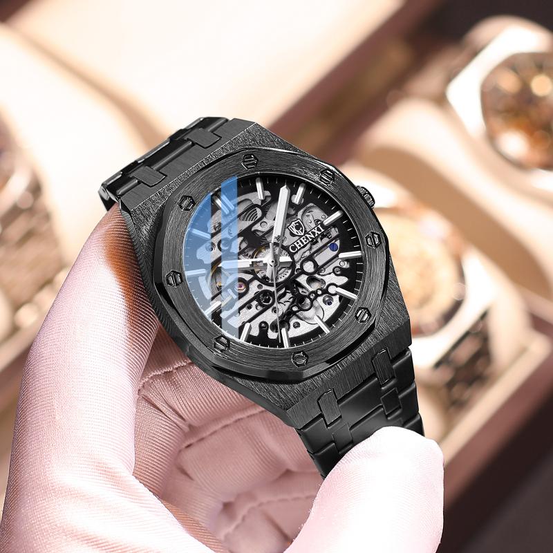 

Wristwatches 2021 CHENXI 8848 Men Watch Automatic Mechanical Tourbillon Wristwatch Waterproof Business Steel Sport Men's Watches, Silver
