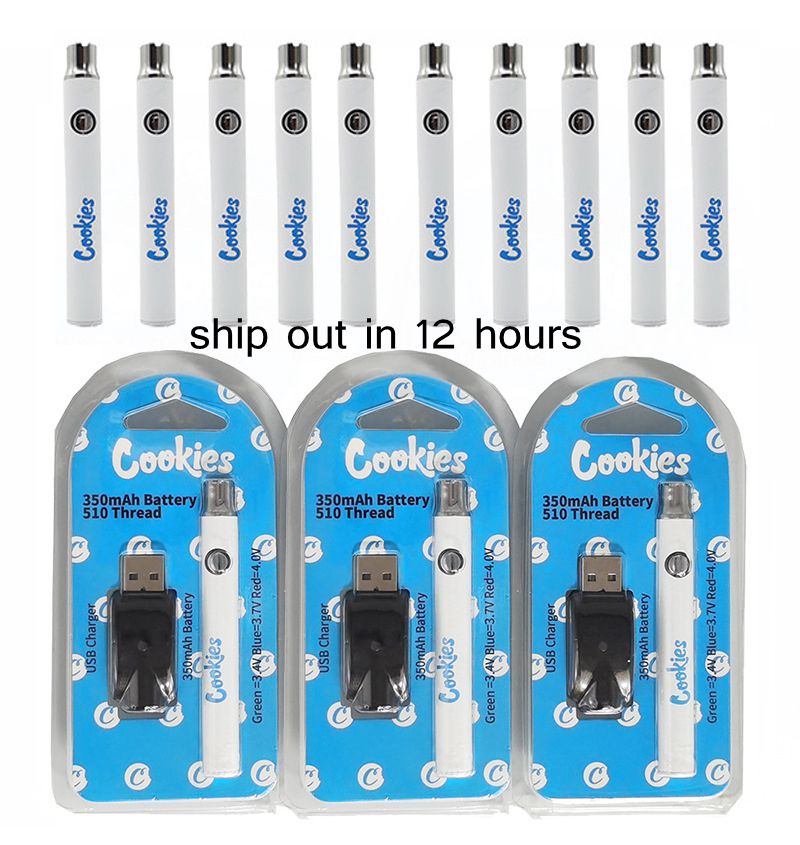 

Cookies Battery 350mah Preheat Batteries Adjustable Variable Voltage 510 Vaporizer Vape Pens Cartridge packaging Electronic Cigarettes