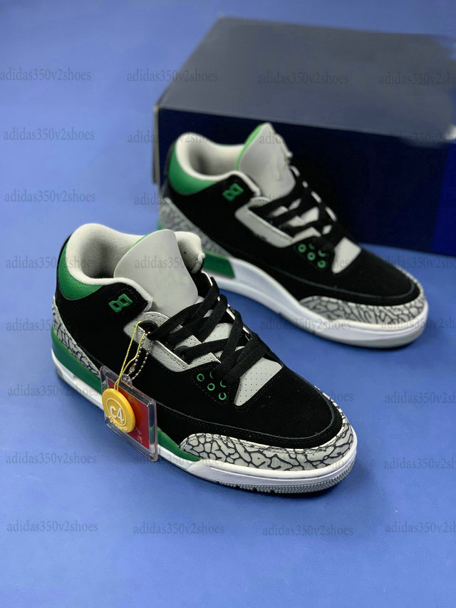 

3 Pine Green 3s Jumpman Mens Basketball Shoe Black Cement Grey White Trainers Sports Sneakers For Man, White;red