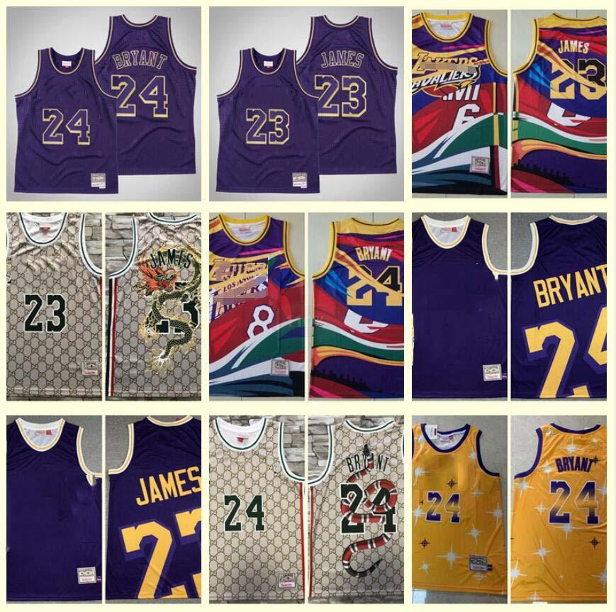 

Men Los Angeles Lakers LeBron James Bryant mitchell ness basketball jerseys;swingmen basketball jersey, Black;red