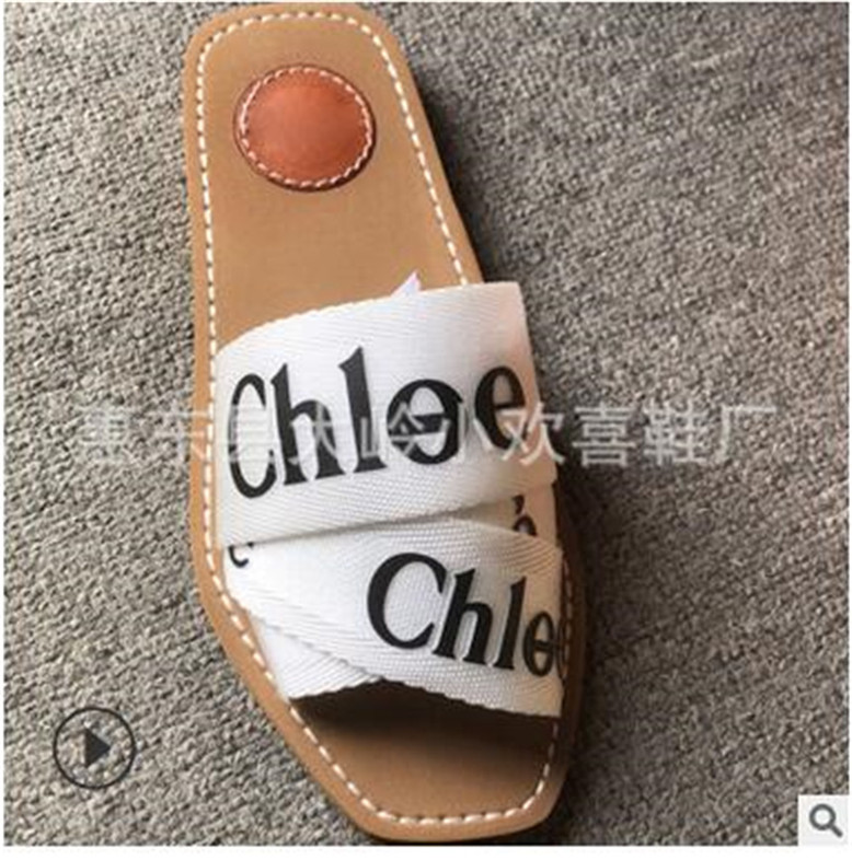 

2021 Branded Women Woody Mules Flat Slipper Fashion Girl Lettering Fabric Outdoor Leather Sole Slide Sandal for Summer Day Size 35-42, Black