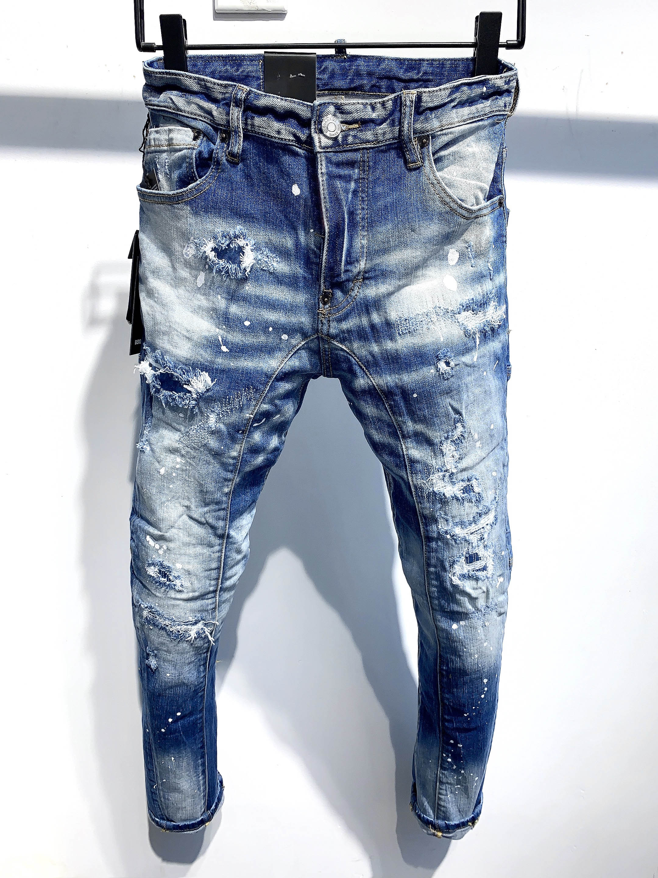 

21ss D2 Mens jeans designer Ripped Skinny Trousers Motorcycle Moto biker hole Slim Men's Fashion Brand Denim Hip hop Pants A391 ds quared2 ds quared 2 d sq, Image display 1
