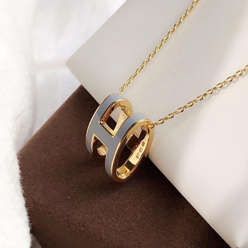 

Bangle Brand Women Necklace Classic H Colour Enamels Fine Jewelry Luxury French Style Top Quality, Black