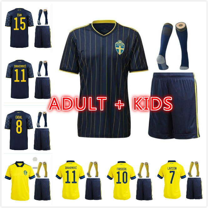 

Men kids set 2021 Sweden soccer Jersey 21 22 Home away IBRAHIMOVIC Kit KULUSEVSKI BERG FORSBERG LARSSON TANKOVIC ISAK CLAESSON football shirt