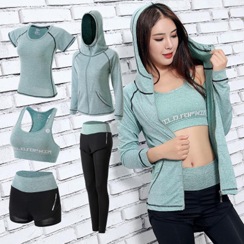 

Yoga Outfit Women Set Gym Fitness Clothes Tennis Shirt+Pants Running Tight Jogging Workout Leggings Sport Suit Plus Size, Ug7 green
