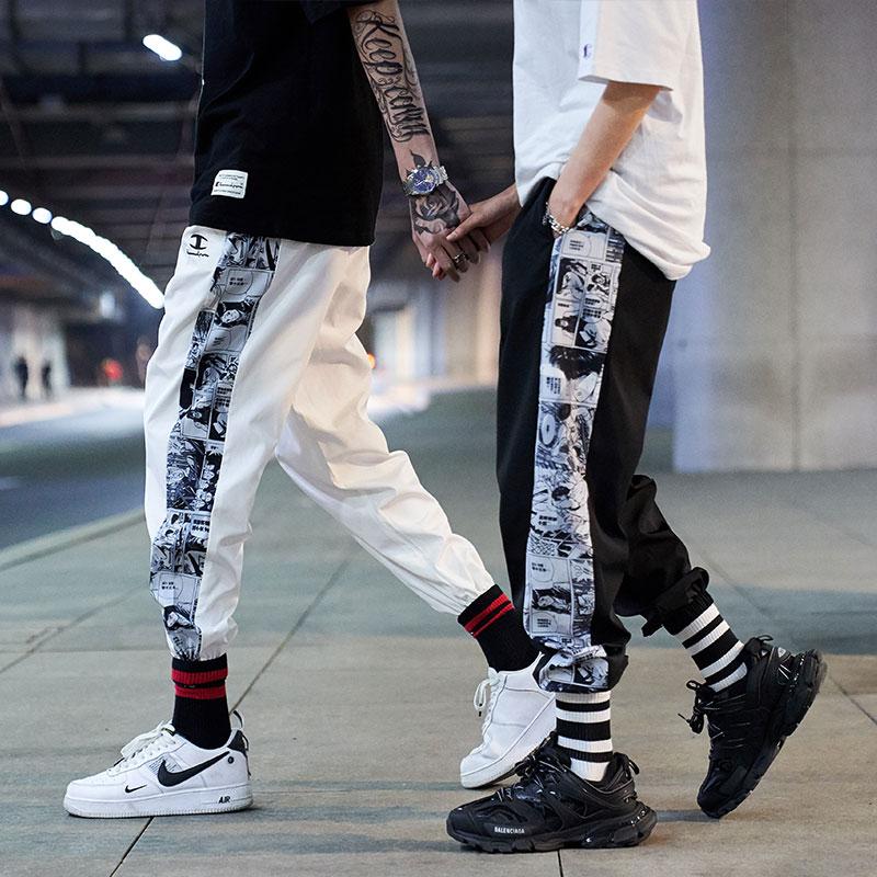 

Men' Pants Mens Side Anime Print Harem For 2021 Fashion Trends Clothing Teens Hip Hop Trousers Japanese Streetwear Joggers Sweatpants, 9022black