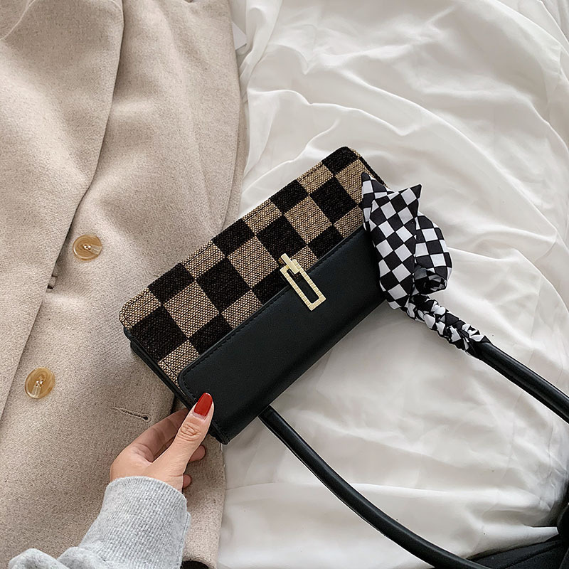 

One Shoulder Small Bag New Autumn and WinterFall Winter Fashion Elegant Baguette Bag Women's Silk Scarf Retro Portable, As pic