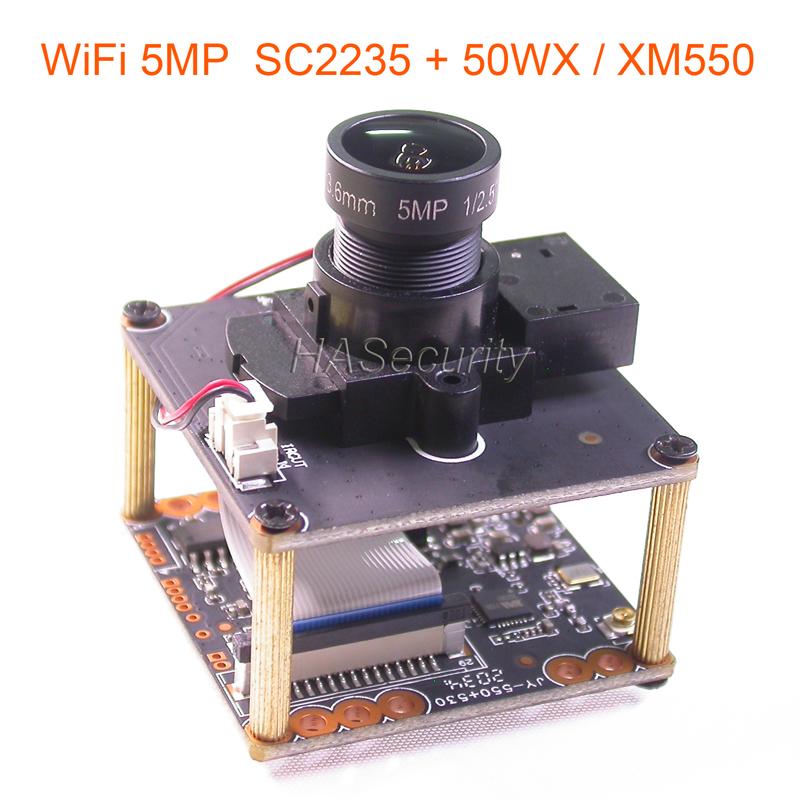 

WiFi 5.0MP , H.265X 1/2.7" SmartSens SC5335 CMOS + 50WX / XM550 CCTV IP Camera PCB Board Module +M12 Lens (optional LAN Cable) Cameras
