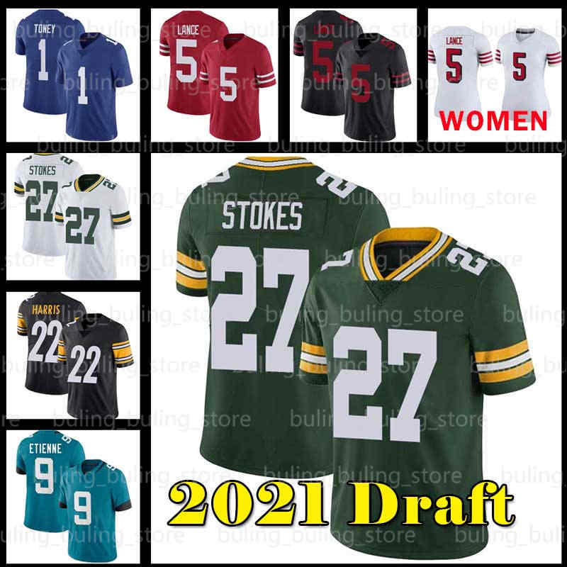 

27 Eric Stokes Jersey 5 Trey Lance San Francisco 49ers Women Men Green Bay Packers 1 Kadarius Toney 22 Najee Harris Pittsbur, Black;red