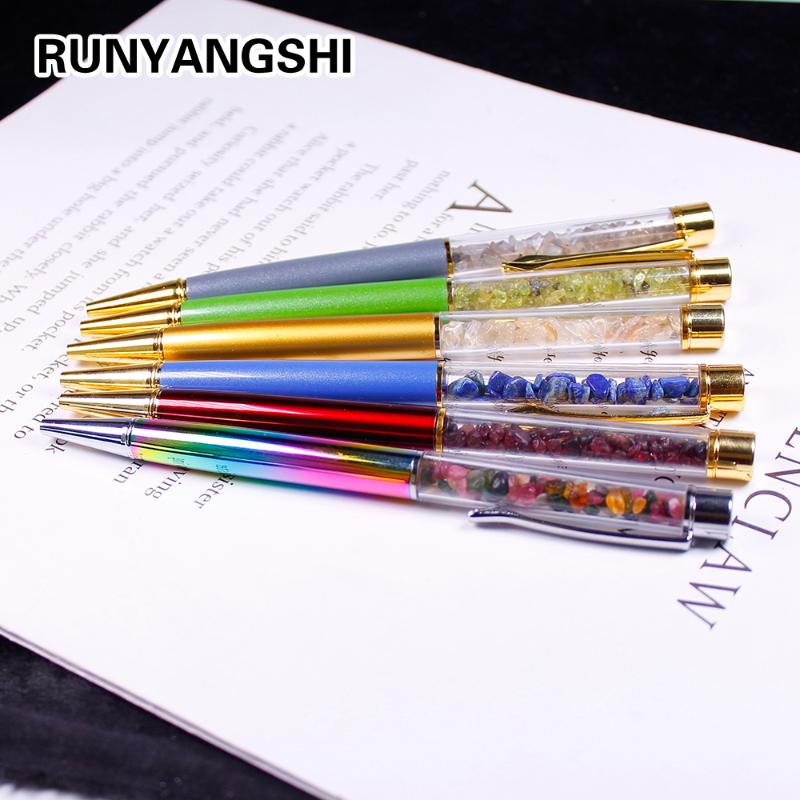 

Decorative Objects & Figurines 1PC Natural Crystal Stone Energy Ballpoint Pen Ink Black Writing Ballpen Stationery Office School Supplies