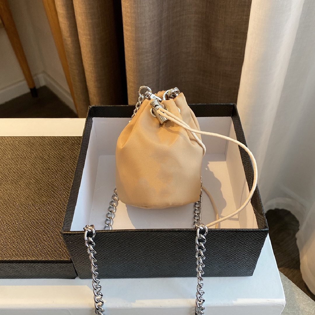 

Luxury Mini Drawstrings Bucket Bags Designer Nylon Coin Purses Triangle Wallets Plain Cross Body Women Shoulder Chain Bag Cute Girls Triangle Top quality, Contact seller