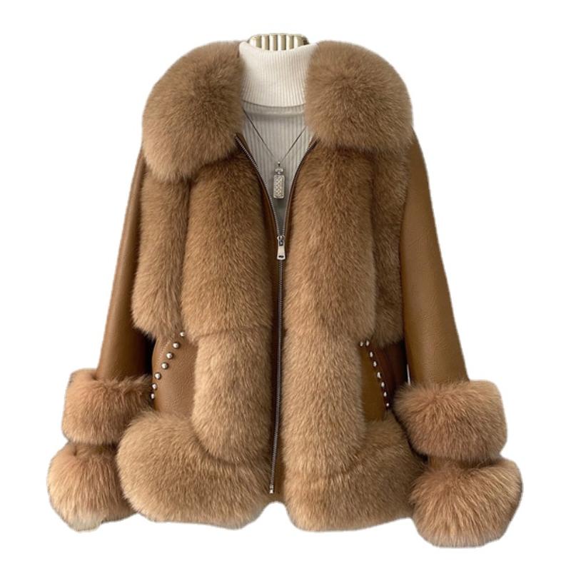 

Women' Fur & Faux Winter Wool Sheepskin Coat Women Clothes Genuine Leather Jacket Luxury Real Warm Sheep Shearling Streetwear Tops, Black