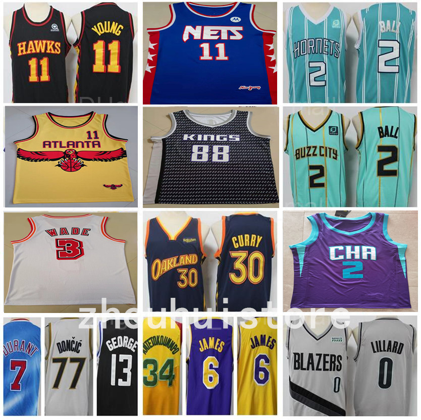 

Men Basketball 2 LaMelo Ball Jersey Stephen Curry Lillard Trae Young Donovan Mitchell Devin Booker Ja Morant Kevin Durant Doncic Stitch Nba&, Black;red