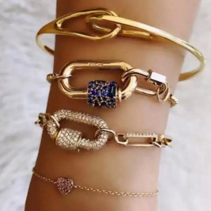 

Bangle Exquisite Punk Style Chain Bracelet Handmade Shiny Spiral Buckle Decorative Couple Accessories Gift For Friends Hip Hop