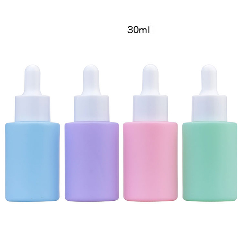 

Empty 30ml Flat Shoulder Essential Oil Serum Bottle Blue Green Purple Pink Perfume Dropper Bottles 240pcs lot