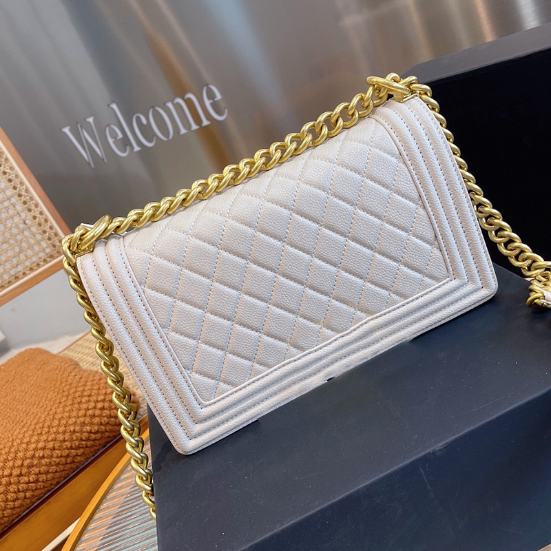 

Calfskin Caviar Leather Bags Quilted Cross Body Shoulder Gold Metale Hardware Large Capacity Purse Autumn Winter Designer outdoor Sacoche Handbags 25*9*14CM, Box