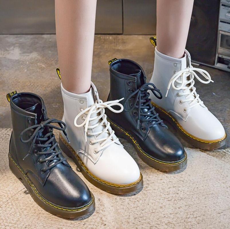 Boots Fashion Brand Designer Ladies Motorcycle High Quality Work Flat Nude Women Leather Shoes