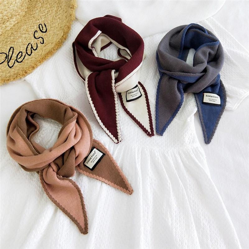

Scarves PINKSEE Knitted Sharp Corners Wool Scaf Autumn And Winter All-Match Fashion Warm Small Scarf For Women Neckerchief