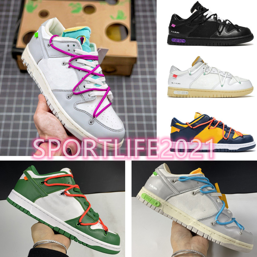 

High quality OFF SB The 50 Casual Shoes Designer Men Women Low runner Sneakers 05 Collection Black White Beige Orange Blue Platform Michigan track Trainers, Gold