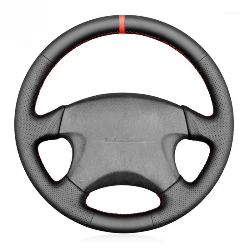 

Steering Wheel Covers Black PU Faux Leather Red Marker Handsew Car Cover For Forester Impreza 2001-2004 Legacy Outback 1999-2003