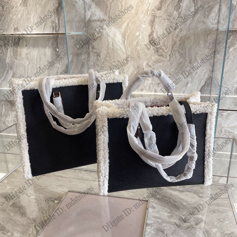 

Teddy Fur Onthego GM MM Tote Handle Bag Womens Designer Luxurys Winter Handbag Shoulder Bags Large Capacity 41cm 33cm On The Go M56958