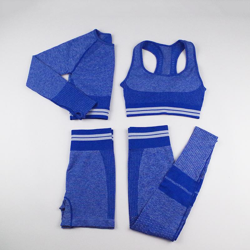 

Suit Seamless Women Yoga Set Workout Sportswear Gym Clothes Fitness Long Sleeve Crop Top High Waist Leggings Sports Suits Outfits, White;red