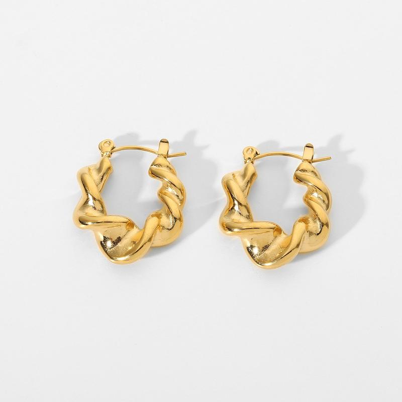 

Hoop & Huggie Stainless Steel Croissant Spiral Twist Earrings For Women Girls Fashion Circle Jewelry Accessories