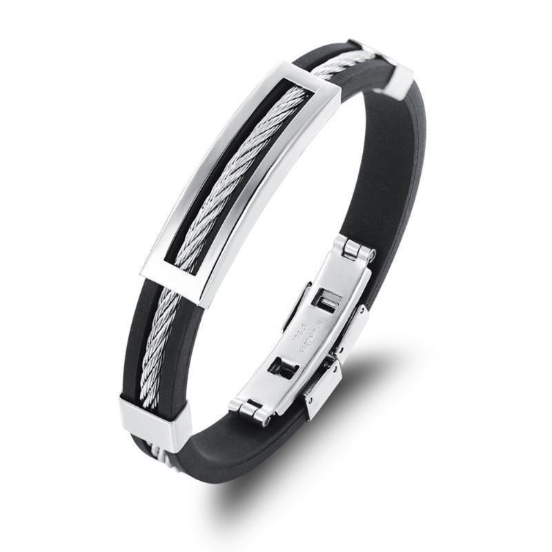 

Link, Chain Silica Gel Bracelet For Men Women Adjustable Titanium Steel Buckle Cuff Bracelets CX17